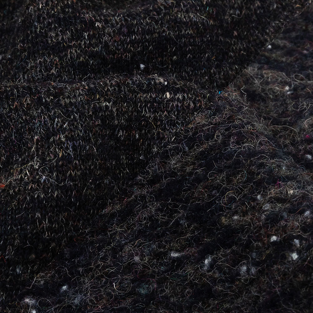 Italian Navy, Gray and White Speckled and Striated Fuzzy Blended Wool Sweater Knit - Joann Fabrics