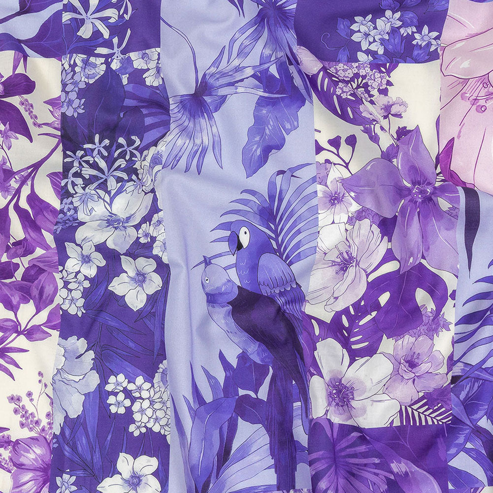 Cotton Voile - Purple Floral Patchwork - Periwinkle Patch Print - Mood Exclusive Indigo Collection - Joann Fabrics