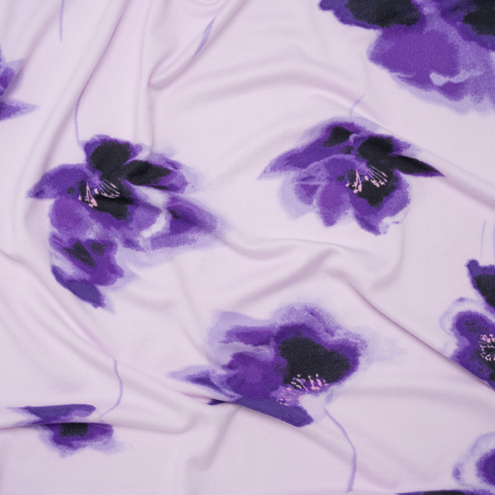 Stretch Polyester ITY Jersey - Purple and Lilac Painterly Florals - Deadstock - Joann Fabrics