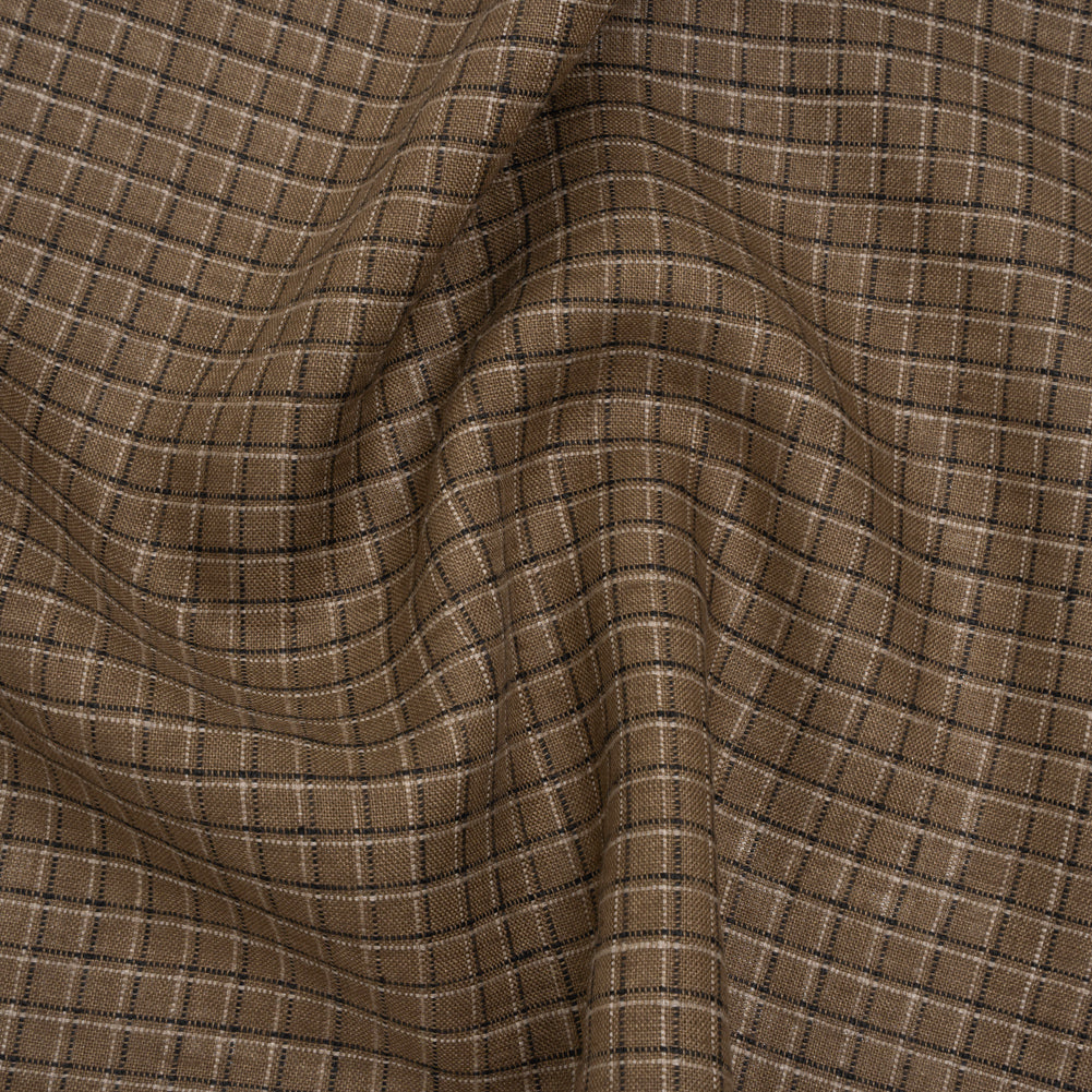 Medium Weight Linen Woven - Textured Brown, Black and Gray Shadow Windowpane Checks - Joann Fabrics