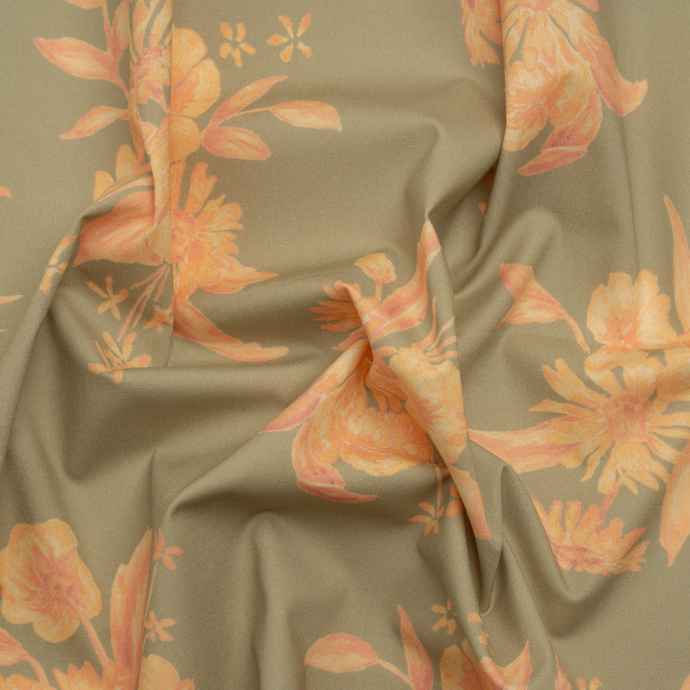 Stretch Cotton Poplin Print - Sage and Yellow Floral - Mood Exclusive Easy Eleanor - Joann Fabrics