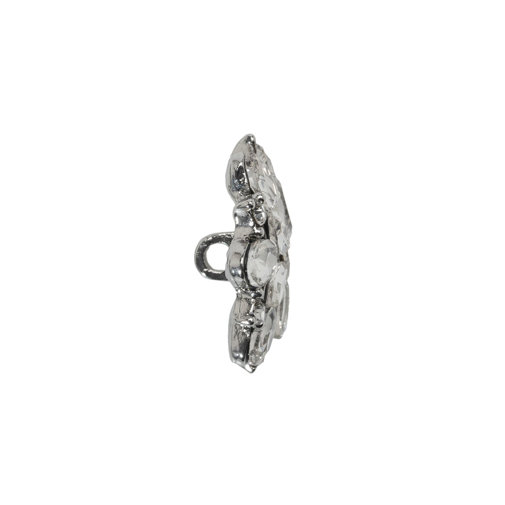 Rhinestone and Metal Shank Back Button - 32L/20mm - Crystal and Nickel-Free Silver Little Open Flower - Joann Fabrics