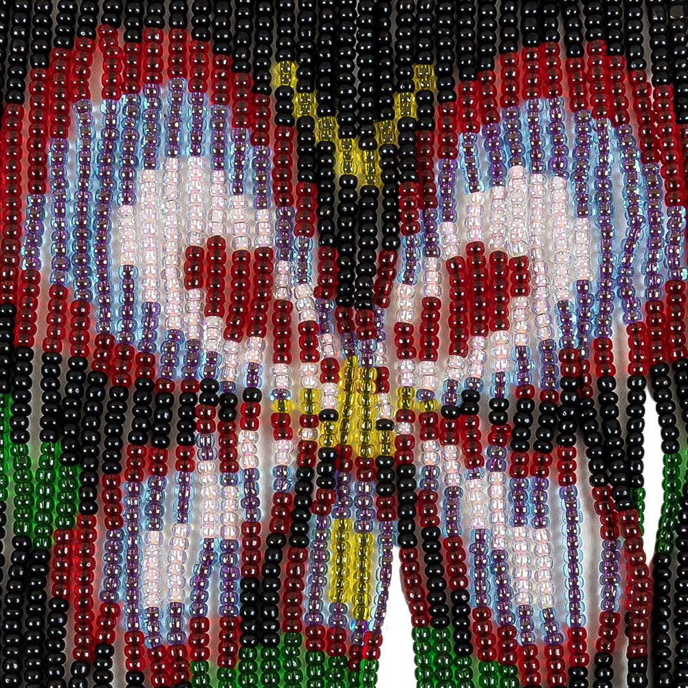 Vintage Red, Yellow and Black Butterfly Beaded Fringe Applique - 7