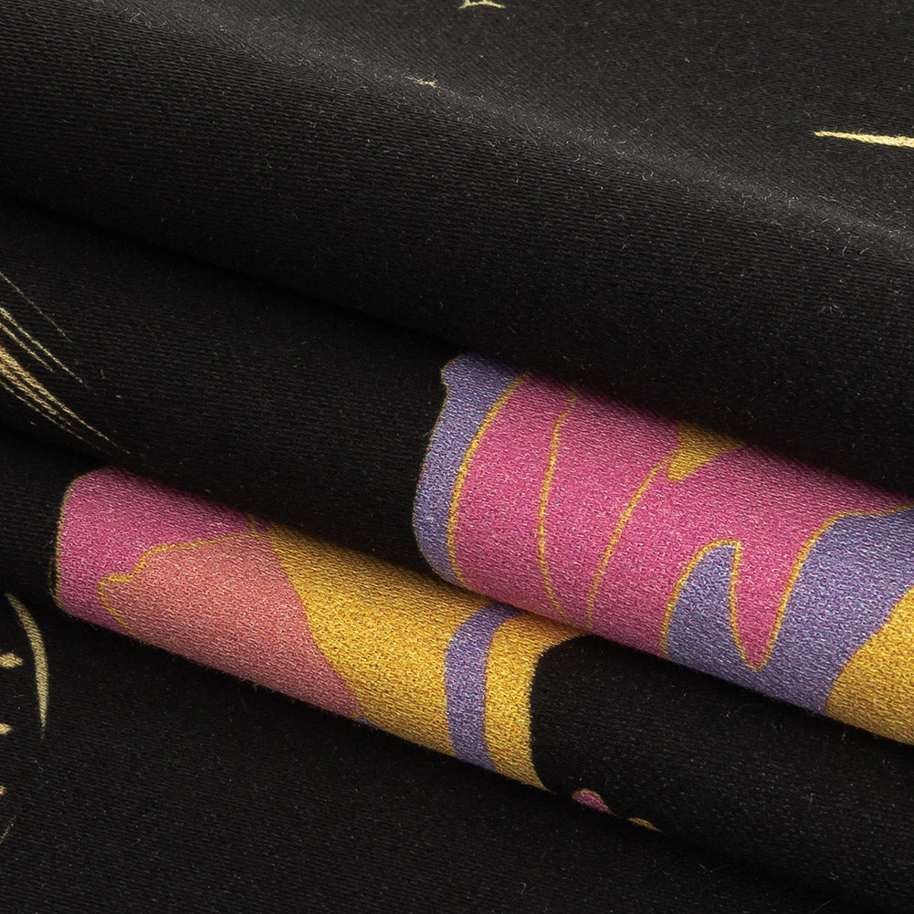 Stretch Cotton Sateen - Black, Pink and Blue Astronauts in Space - Sweet Dreams Print - Mood Exclusive Sugar Collection - Joann Fabrics