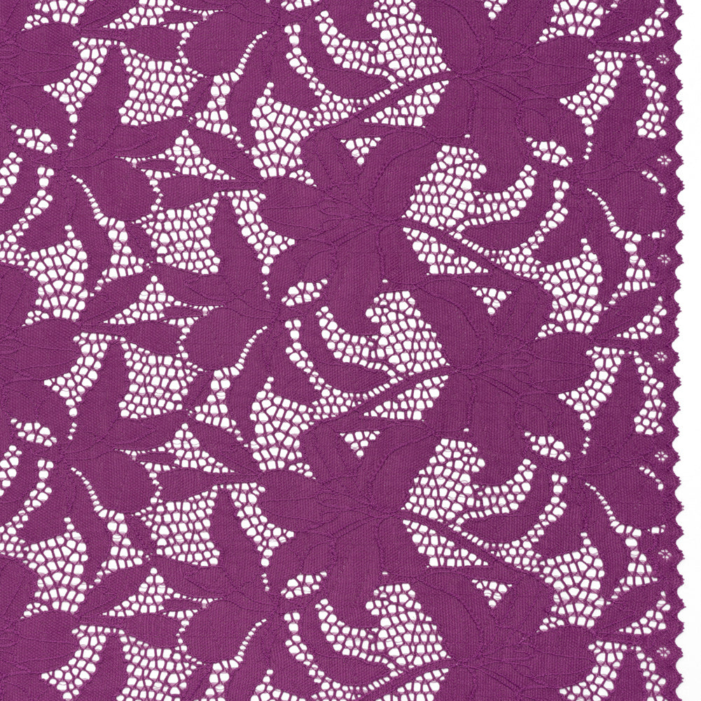 Recycled Stretch Raschel Lace with Finished Edges - Anemone Purple Dancing Lilies - Joann Fabrics