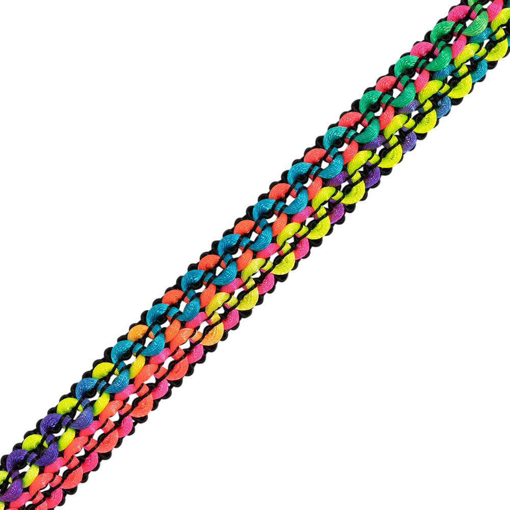 Yaya Han Wavy Braided Cord Trim - Andes Bright Rainbow on Black, 1