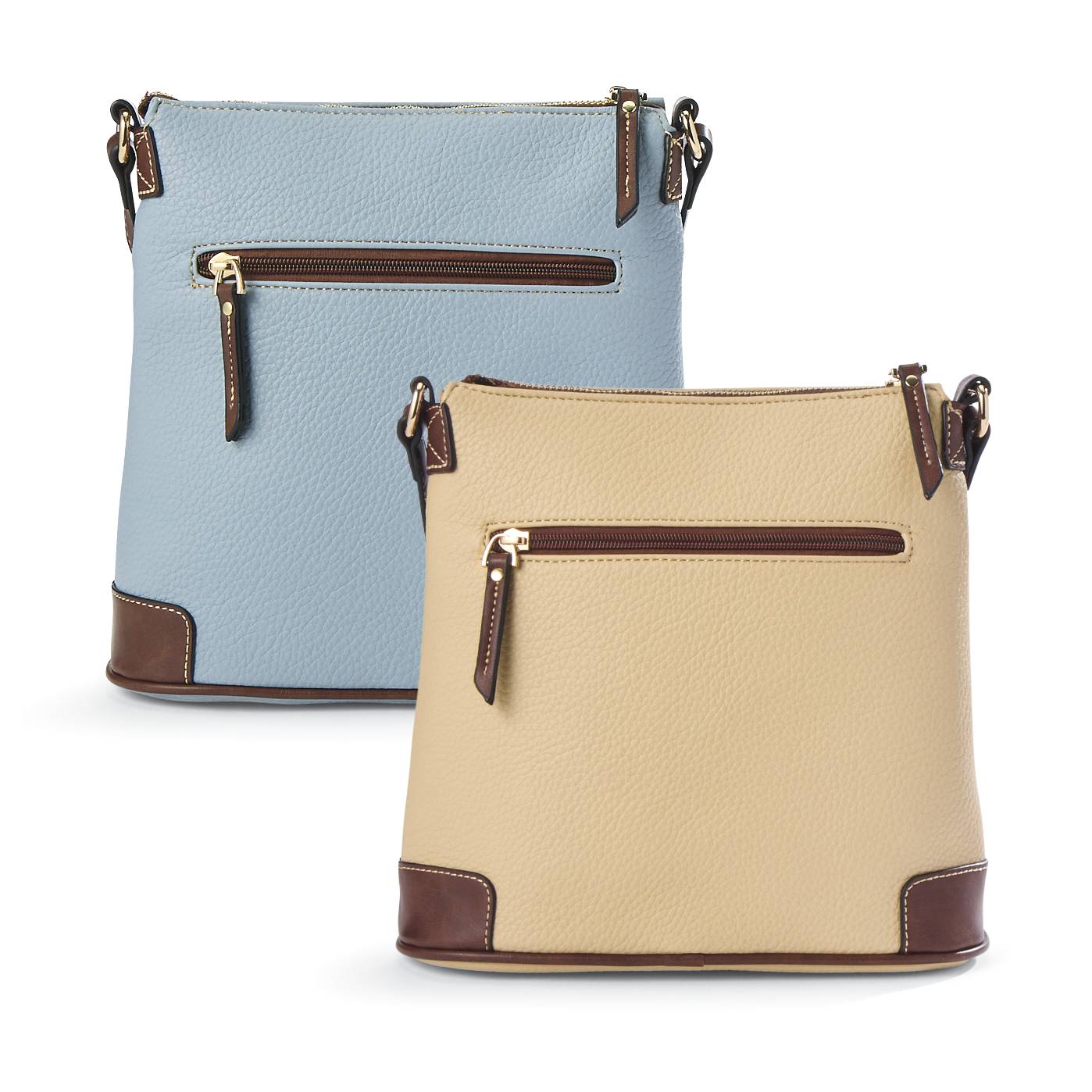 Two-Tone Crossbody, Contrast Trim, Front Zip Pocket - Northstyle Catalog