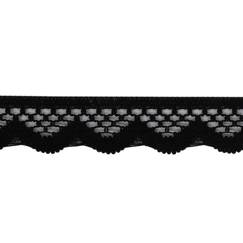 Black Scalloped Edge Lace Geometric Trimming - 0.5