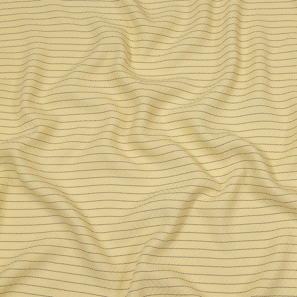 The Row Italian Banana and Brown Herringbone Stripe Viscose and Polyester Woven - Joann Fabrics