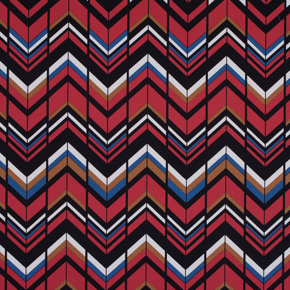 Red, Brown and Blue Chevron Stretch Cotton Sateen - Joann Fabrics