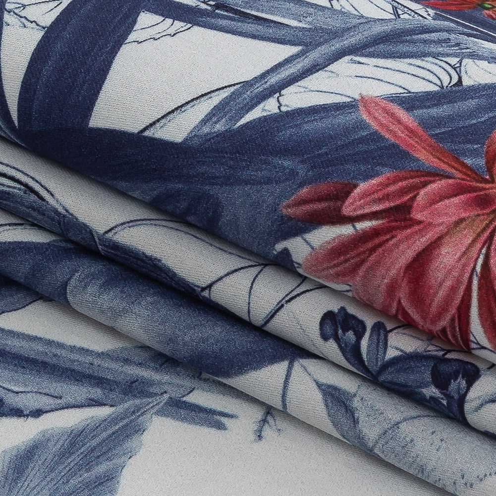Mercerized Organic Egyptian Cotton Shirting - Blue and White Tropical Birds - Ravello Collection - Joann Fabrics