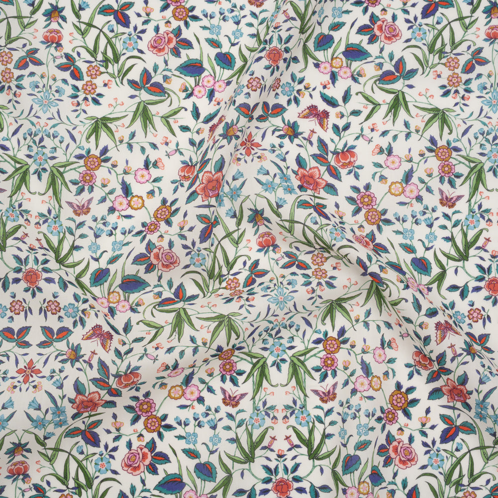 Liberty Fabrics Tana Lawn® - Tapestry Multi Bright - Pink, Green and Blue Floral and Butterflies - Joann Fabrics