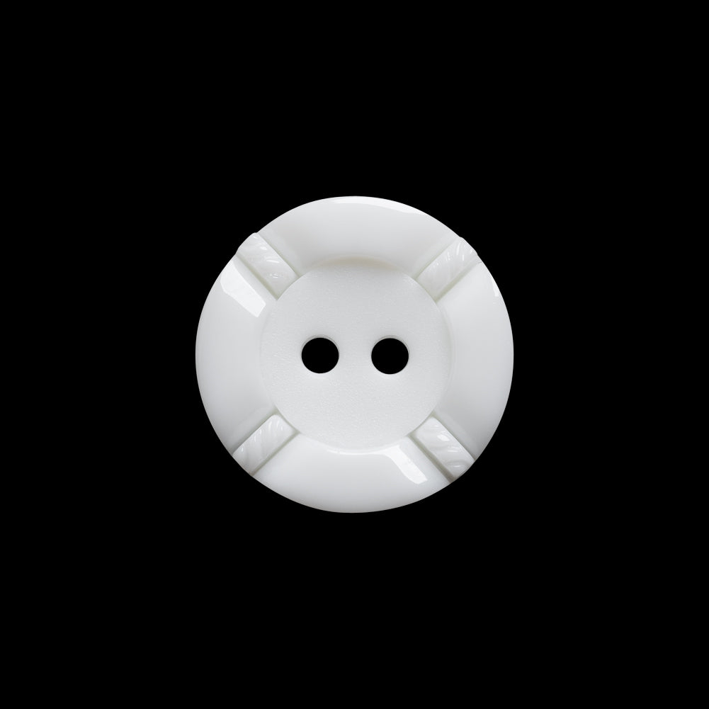 White Decorative Notched Rim Two Piece Plastic 2-Hole Button - 30L/19mm - Joann Fabrics