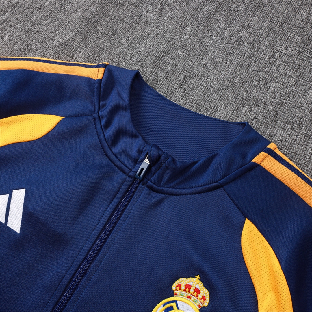 Real Madrid 26-27 Long Sleeves Training Set - Yellow Edge Deep Blue Top And Pants - UnitedFutballJersey