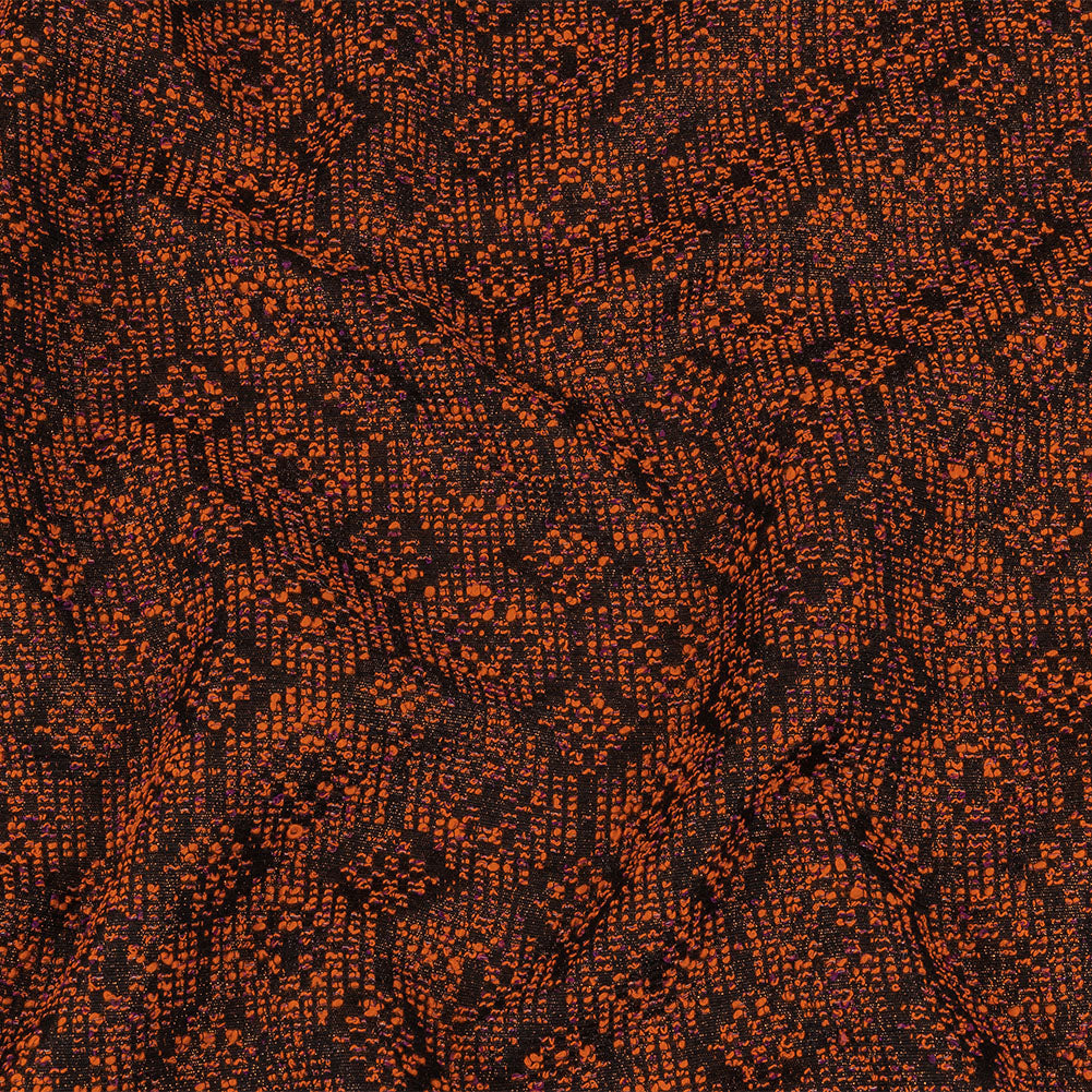 Metallic Gold, Shocking Orange and Black Diamonds Polyester Boucled Jacquard - Joann Fabrics
