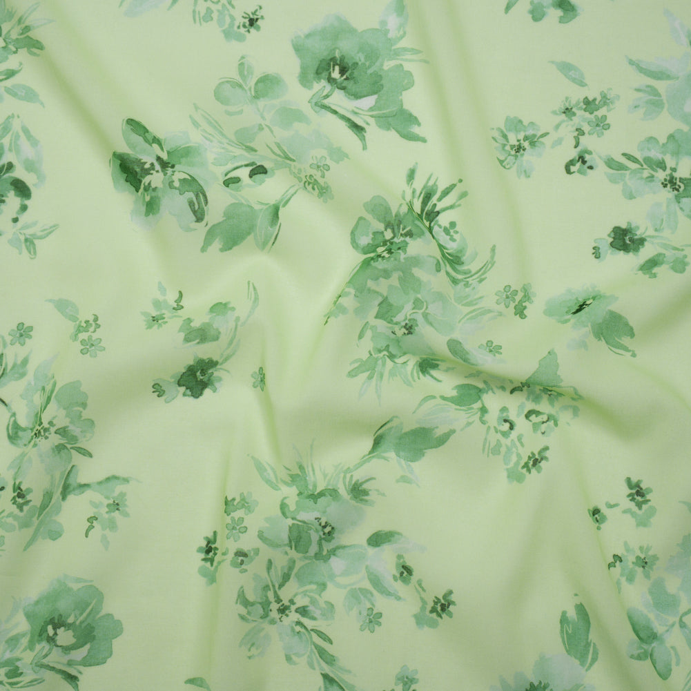 Cotton Voile - Mint and Green Floral- Mood Exclusive Watercolor Wilds Print - Joann Fabrics