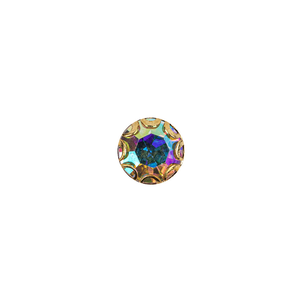 Vintage Swarovski Crystal AB Rhinestone and Gold Edged Self Back Button - 14L/9mm - Joann Fabrics
