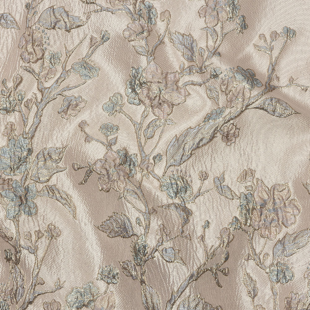 Metallic Pastel Pink and Light Blue Flowering Vines Luxury Brocade - Joann Fabrics