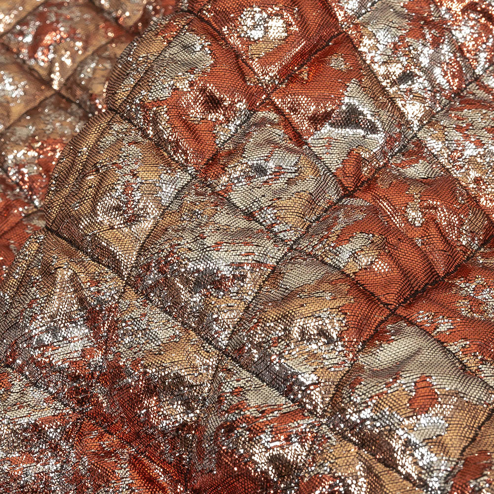 Metallic Copper, Bronze and Silver Diamond Quilted Luxury Brocade - Joann Fabrics
