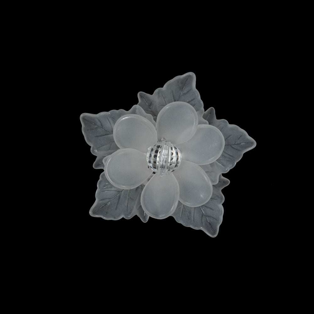 Italian Frosted White 3D Flower Applique with Clear Center Bead - 2