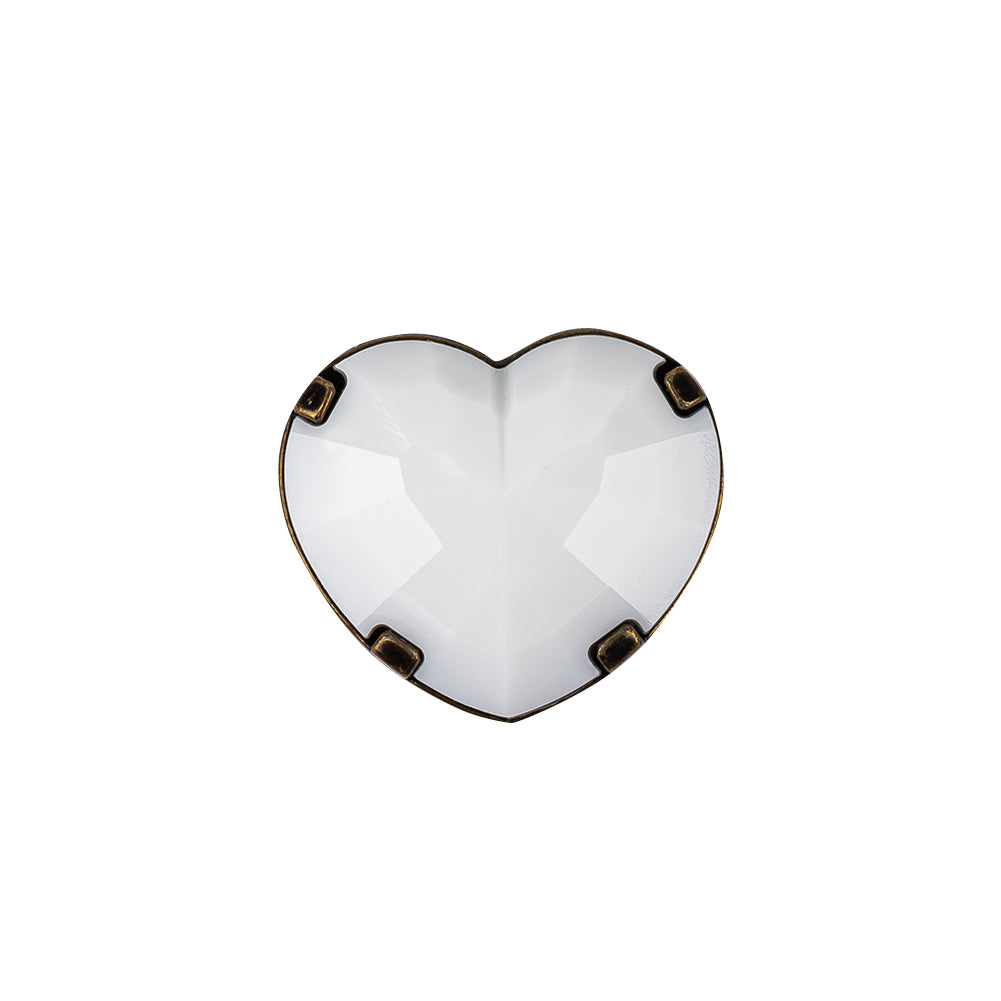 Italian White and Bronze Faceted Heart Shaped Shank Back Button - 32L/20mm - Joann Fabrics