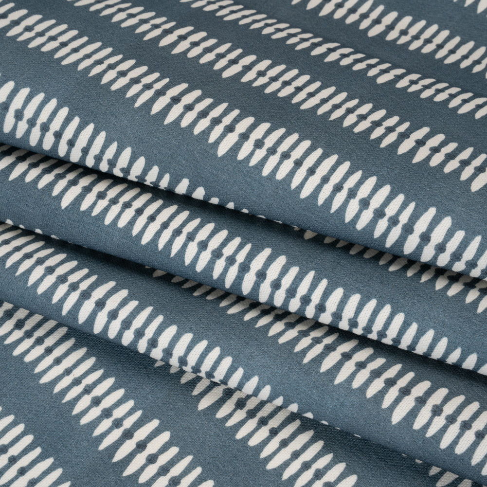 Cotton and Linen Canvas Print - Indigo Dash and Dot Stripes - British Imported - Joann Fabrics