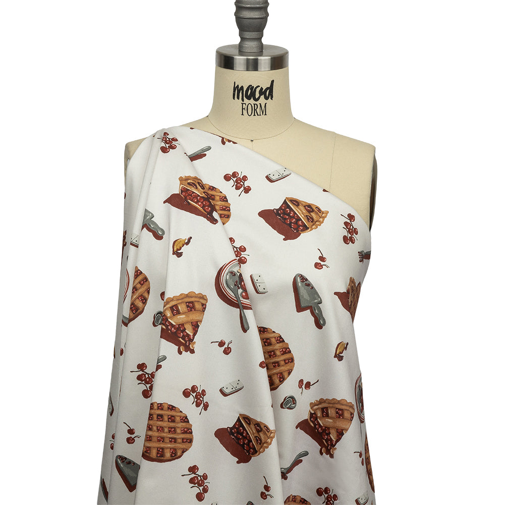 Stretch Cotton Sateen - White Cherry Pies - Baked Fresh Print - Mood Exclusive Rockland Collection - Joann Fabrics