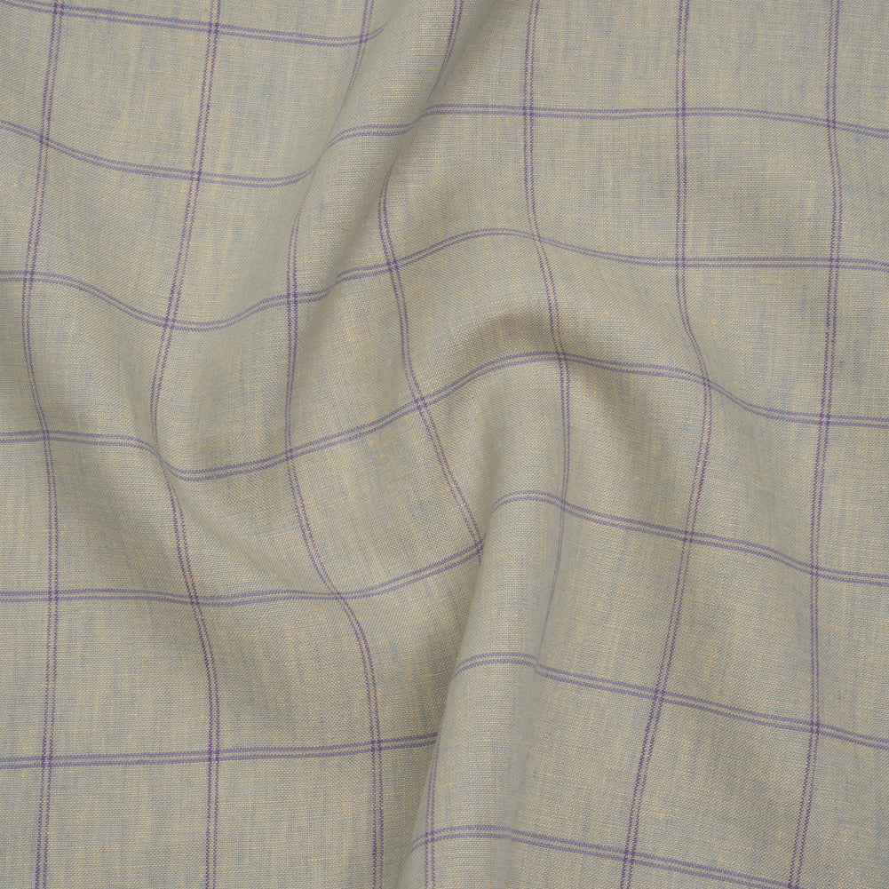 Medium Weight Linen Woven - Muted Blue and Light Purple Windowpane Checks - Joann Fabrics