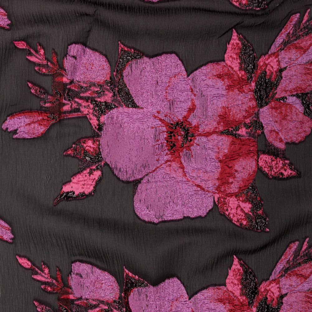Metallic Black, Pink and Red Floral Luxury Organza Brocade - Joann Fabrics