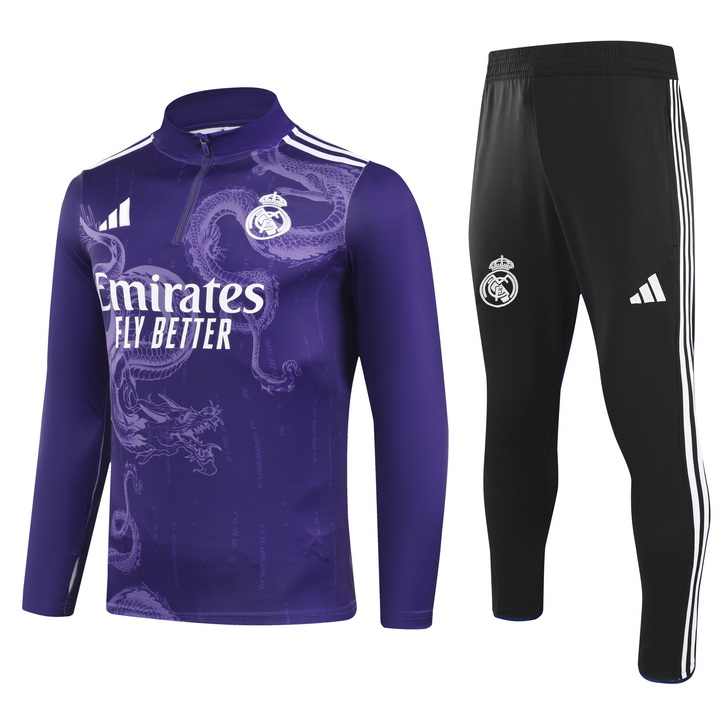 2024/2025 Real Madrid Royal Purple Special Edition Half-Pull Training Suit Football Shirt 1:1 Thai Quality Set