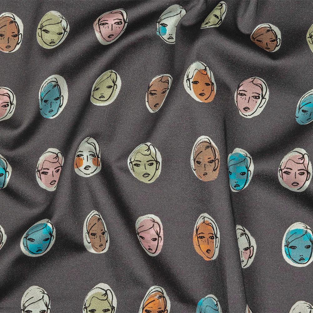 Stretch Cotton Sateen - Forged Iron Face Polka Dots - Pop-Art Pretties Print - Mood Exclusive Harvest Collection - Joann Fabrics