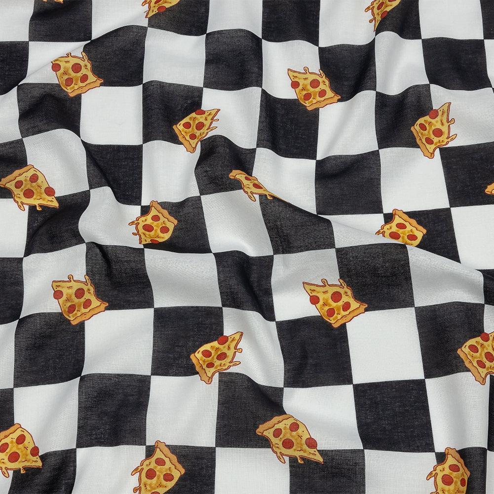 Mercerized Organic Egyptian Cotton Voile - Black, White and Yellow Pizza Check - Toulouse Collection - Joann Fabrics