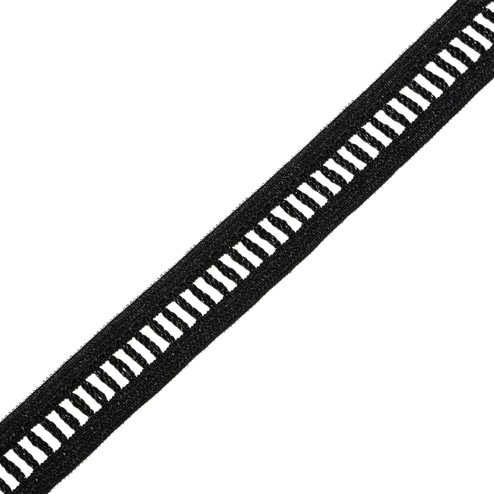 Black Vertical Ties Lace Trim - 0.5