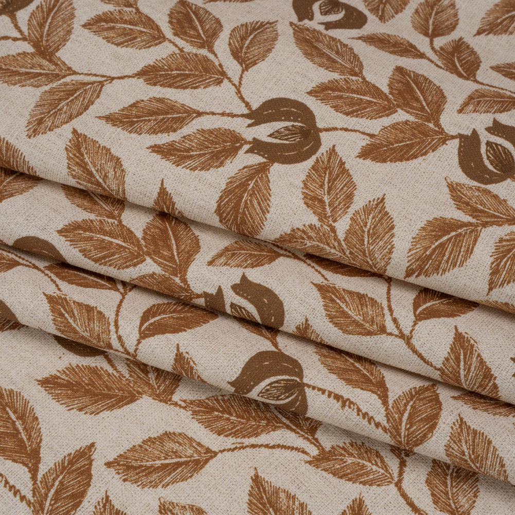 Printed Cotton Canvas - Ginger Budding Flowers and Leaves - British Imported - Joann Fabrics