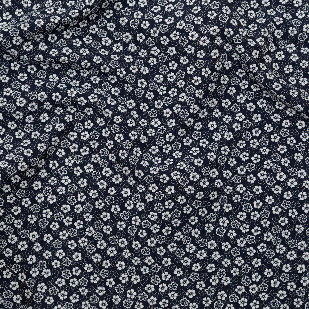 French Navy and White Floral Jacquard - Joann Fabrics