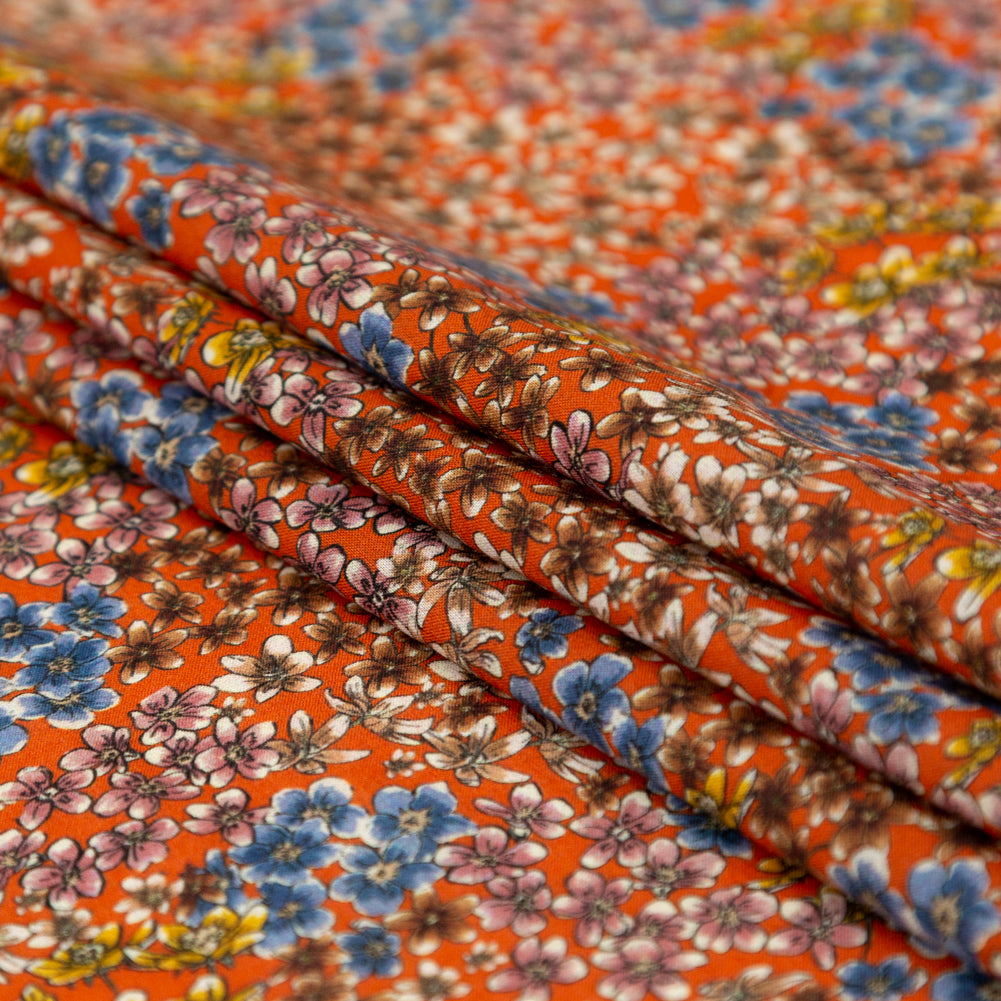 Cotton Voile - Terracotta Floral - Floral Symphonies Print - Mood Exclusive St. Tropez Collection - Joann Fabrics