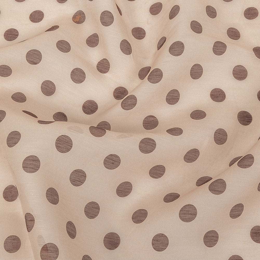 Famous Australian Designer Nude and Cocoa Polka Dotted Linen and Silk Organza - Joann Fabrics