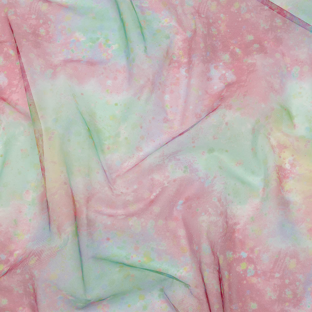 Pink, Green and Yellow Spots and Splatters Watercolor Printed Tulle - Joann Fabrics