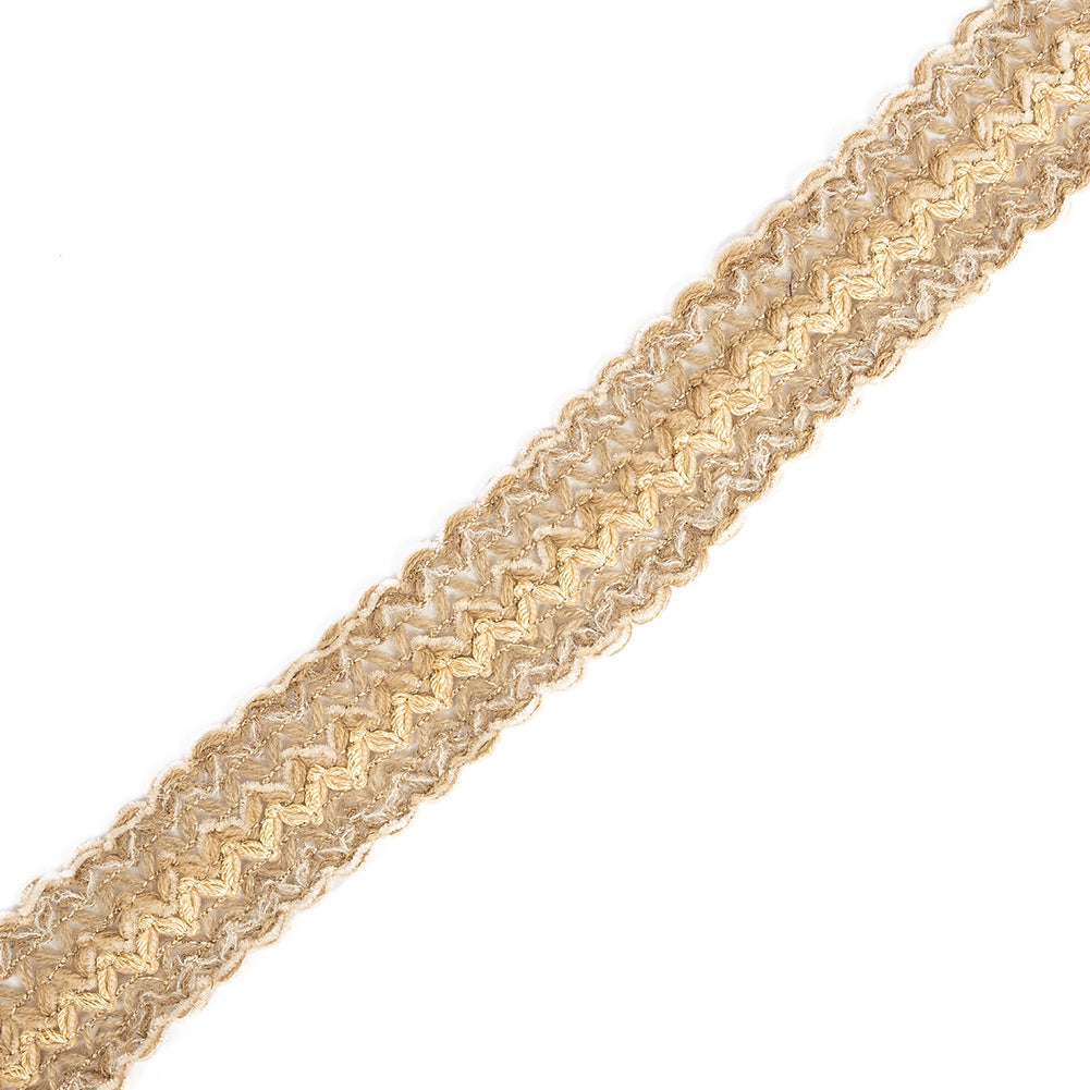 Beige, Tan and Tannin Metallic Mohair and Lurex Trim - 2
