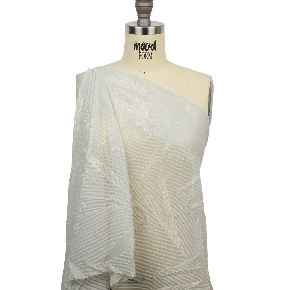 Polyester Chiffon with Abstract Pleats and Gold Foil - Silver Gray - Melia Collection - Joann Fabrics
