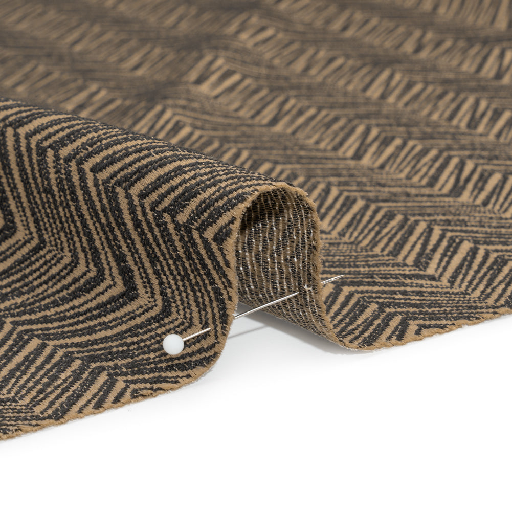 Herringbone Chevrons Recycled Polyester and Cotton Drapery Jacquard - Noir - British Imported - Joann Fabrics