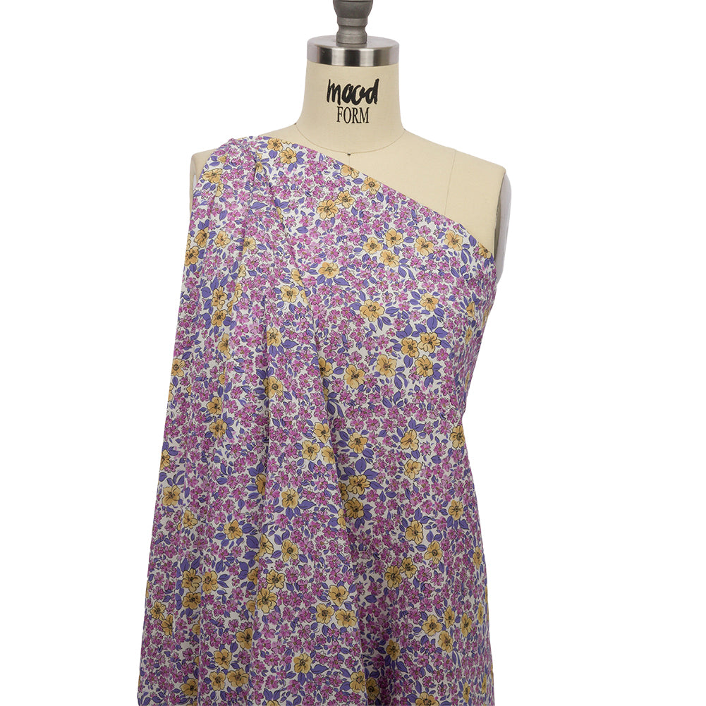 Cotton Poplin - Bigger Pink and Yellow Floral - Springtime Saunter Print - Mood Exclusive Secret Garden Collection - Joann Fabrics