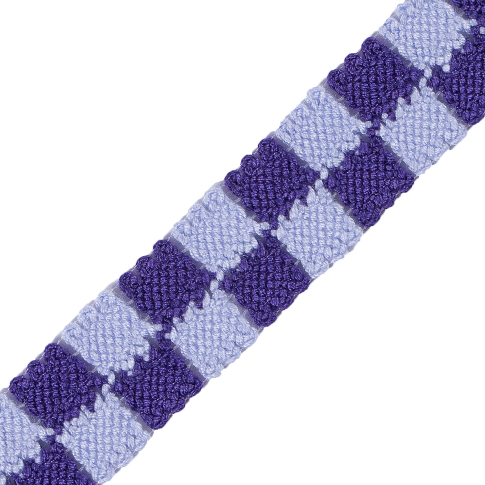 Purple 2 Row Checkered Crochet Trim - 1