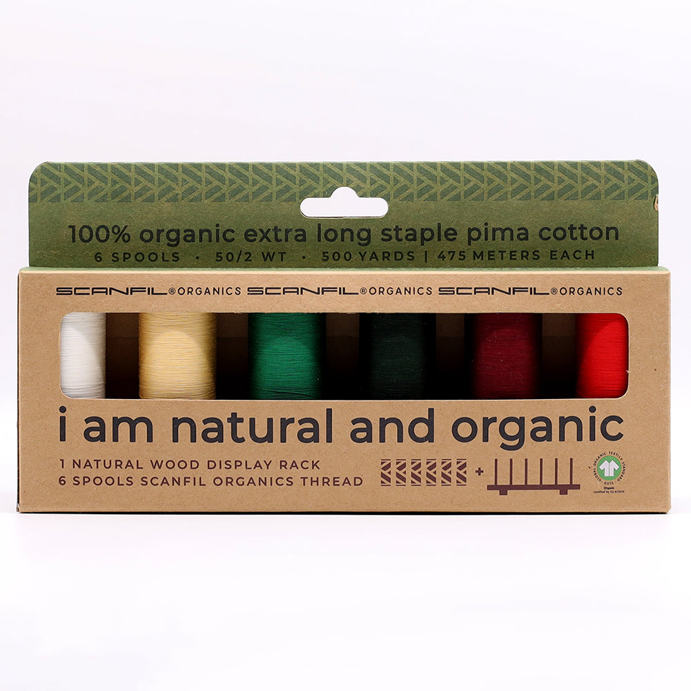 SCANFIL® 50wt Organic Pima Cotton Thread Set - 6ct 500yd Spools & Wood Rack - Holiday Traditions - Joann Fabrics