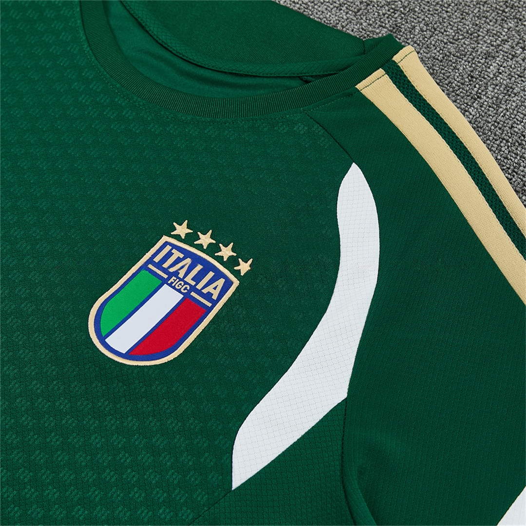 Italy 2026 Short-Sleeve Training Set - Green With White Top & Green With White Pants - UnitedFutballJersey