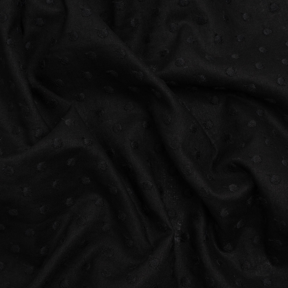 Famous Australian Designer Black Embroidered Polka Dots LightweightLinen and Cotton Woven - Joann Fabrics