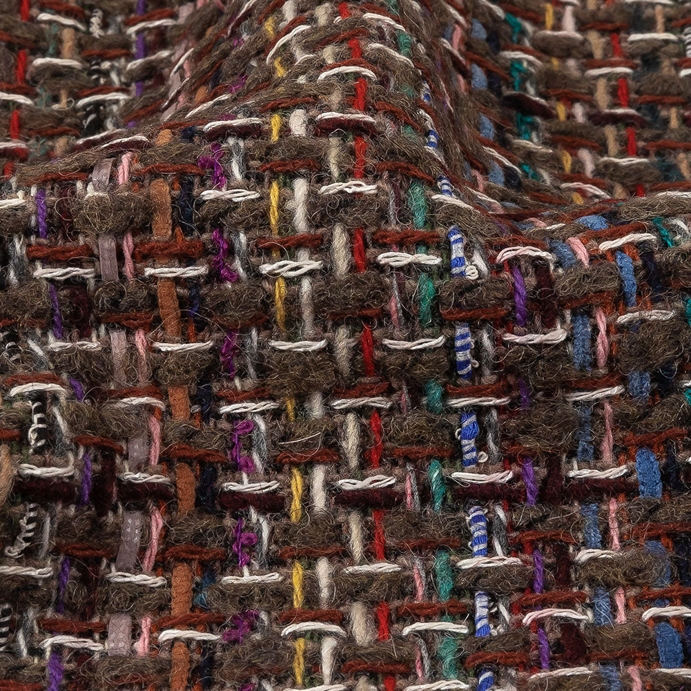 Italian Taupe, Burgundy and Multicolor Tweedy Plaid Blended Wool Woven - Joann Fabrics