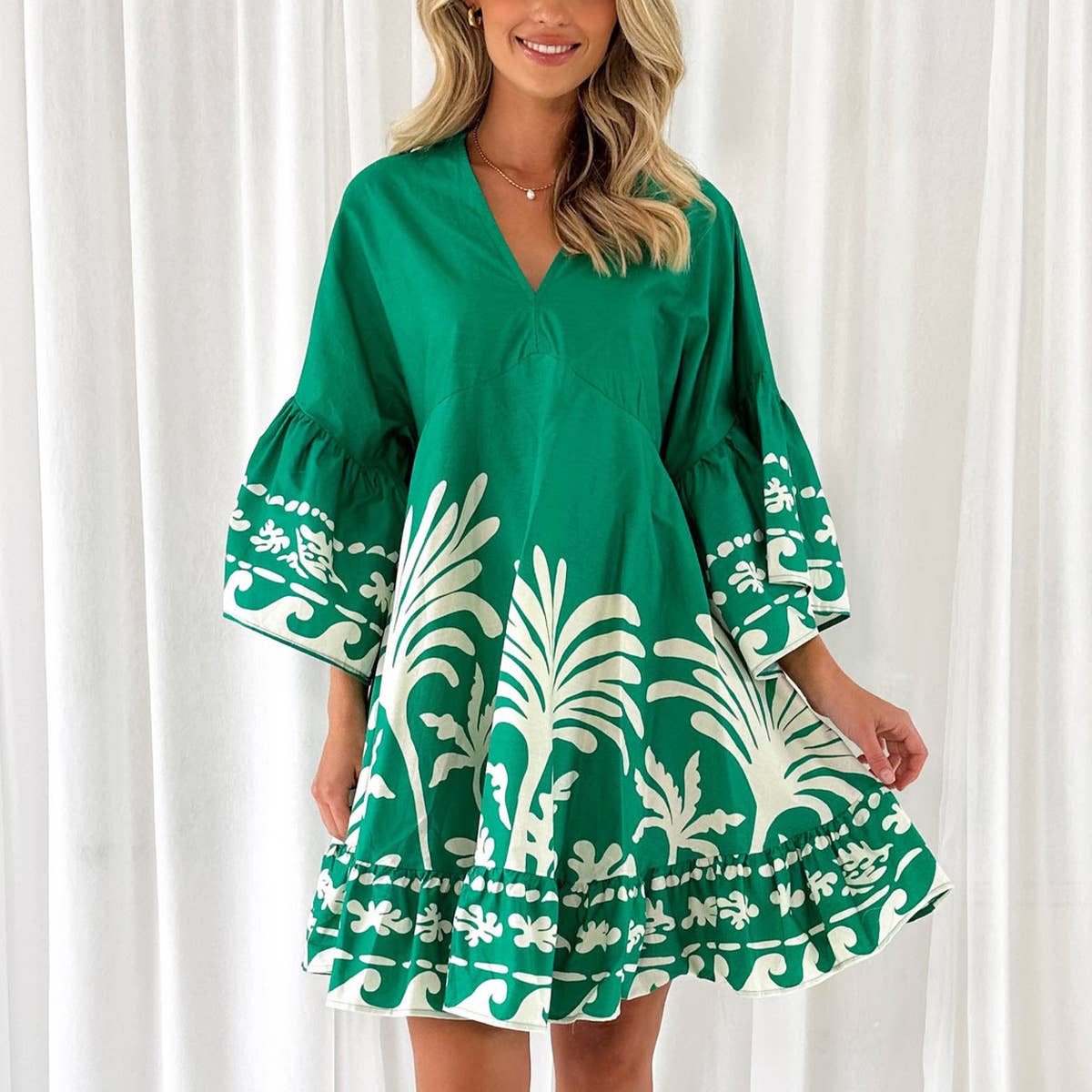 Tropical V-neck dress