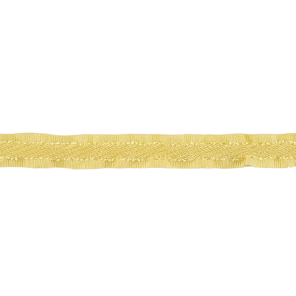 Lemon Twill Ribbon with Ruffled Grosgrain Borders - 0.375