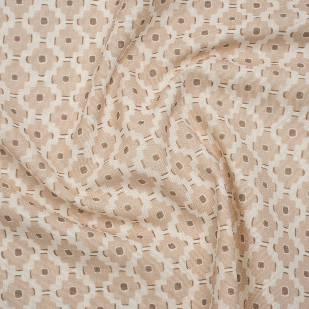 Brushed Cotton and Linen Canvas Print - Biscuit Small Geometric Diamonds - British Imported - Joann Fabrics